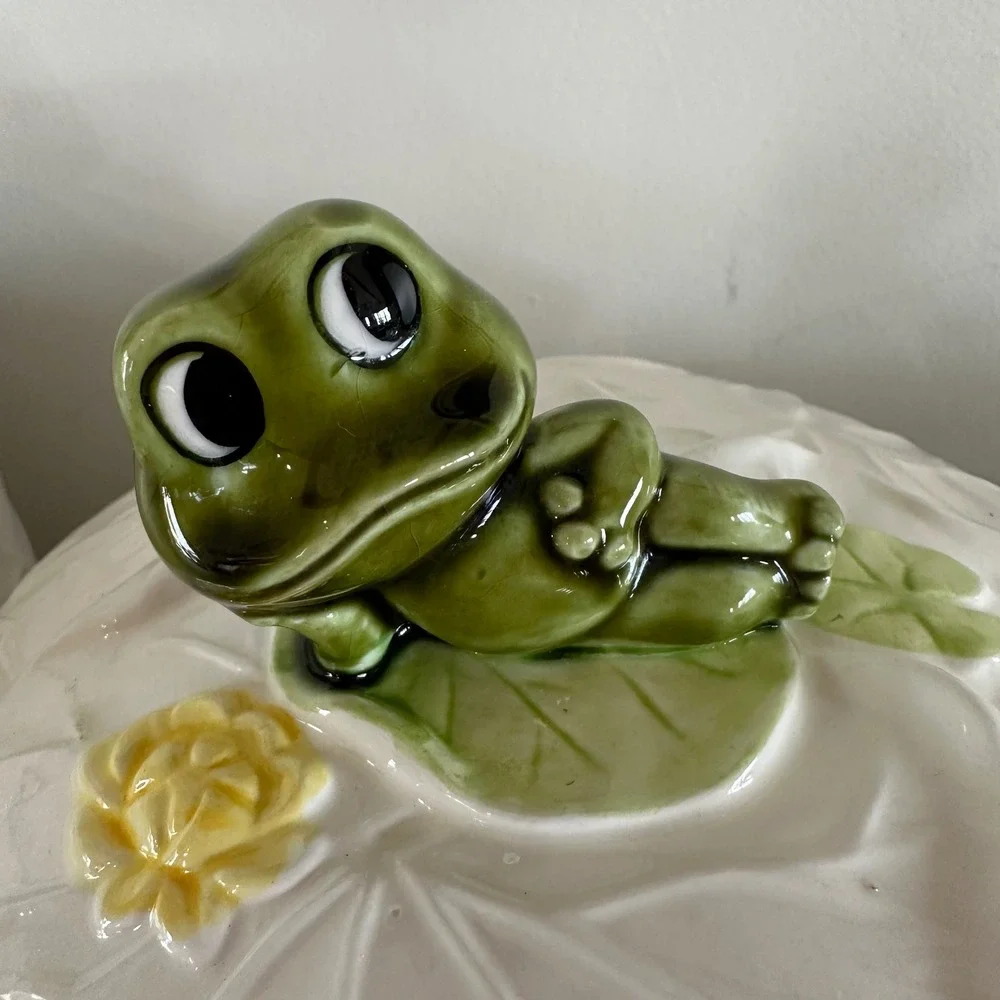 VTG Sears Roebuck Neil the Frog Ceramic Canister Set 8pc Creamer Salt Pepper MCM